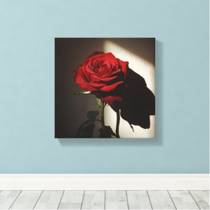 Schattierte Rote Rose - Dramatischer Chiaroscuro F Leinwanddruck