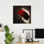Schattierte Rote Rose - Dramatischer Chiaroscuro F Poster (Heimbüro)