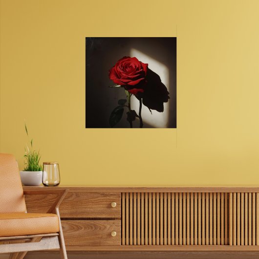 Schattierte Rote Rose - Dramatischer Chiaroscuro F Poster (Wohnzimmer 2)