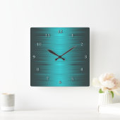 Schattierte Türkis-Aqua-Quadrat-Wanduhr Quadratische Wanduhr (Zuhause)
