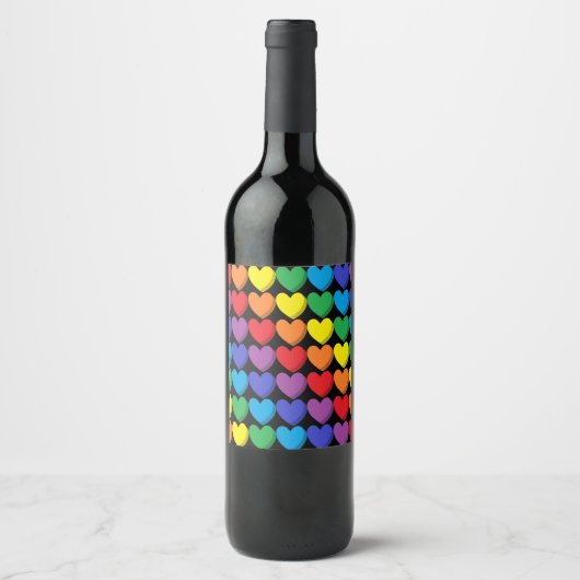 Schattierter Regenbogen schwarz Weinetikett (Vorderseite)