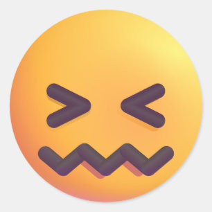Schattiertes Gesicht Emoji Niedlich Adorable Gelb Runder Aufkleber
