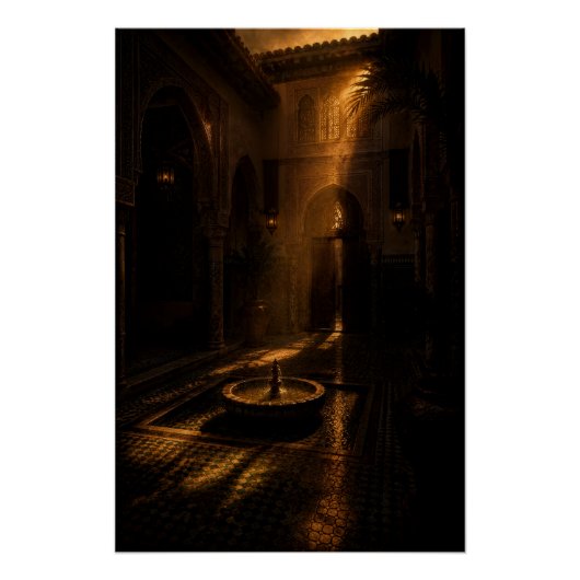 Schattiertes Riad-Brunnenplakat Poster (Vorderseite)