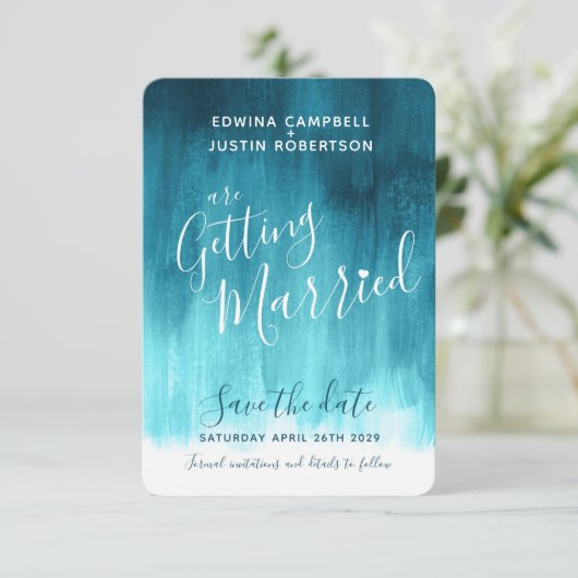 Schattierungen aquamariner moderner Kunst speicher Save The Date (Stehend Vorderseite)