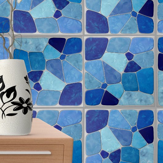 Schattierungen der abstrakten blauen Mosaikkunst Fliese