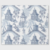 Schattierungen der blauen Pagode Chinoiserie Muste Geschenkpapier (Flach)