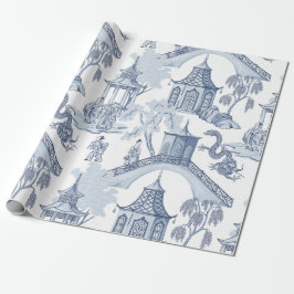 Schattierungen der blauen Pagode Chinoiserie Muste Geschenkpapier