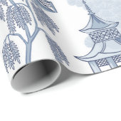 Schattierungen der blauen Pagode Chinoiserie Muste Geschenkpapier (Rolleneckpunkt)