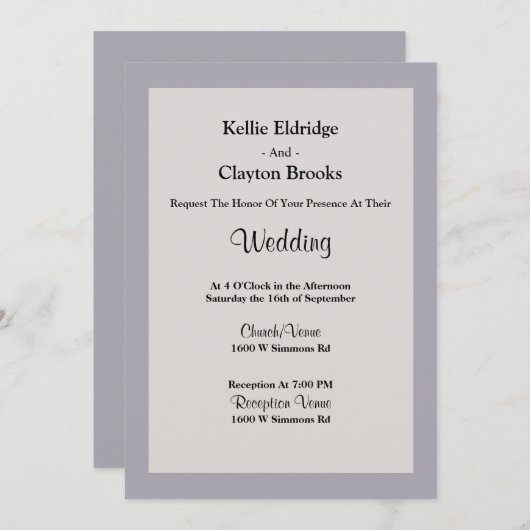 Schattierungen der Gerahmten Hochzeitsfeier Einladung (Vorne/Hinten)