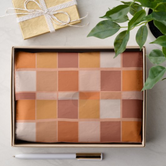Schattierungen der Orangen Quadrate Seidenpapier (Geschenk)