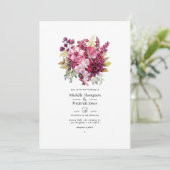 Schattierungen der Weinfloralhochzeit Einladung (Stehend Vorderseite)