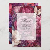 Schattierungen der Weinfloralhochzeit Einladung (Vorne/Hinten)