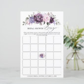 Schattierungen des Lila Blooms Brautparty Bingo (Stehend Vorderseite)