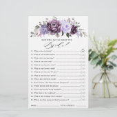 Schattierungen des Lila Blooms Brautparty Game (Stehend Vorderseite)