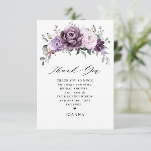 Schattierungen des Lila blutigen Brautparty Dankeskarte (Stehend Vorderseite)