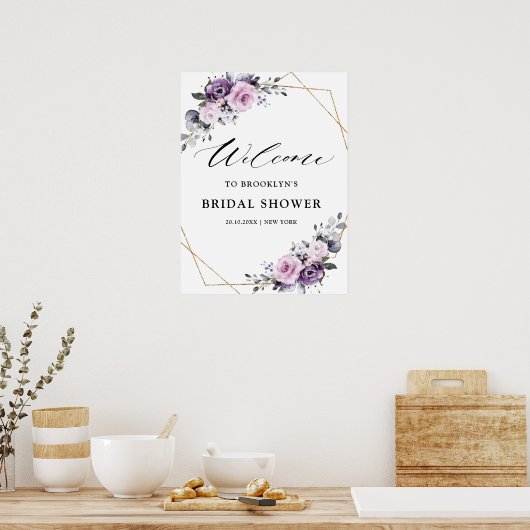 Schattierungen des Lila Brautparty Dusty Willkomme Poster (Küche)