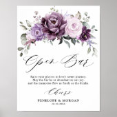 Schattierungen des Lila Brautparty Open Bar Sign Poster (Vorne)