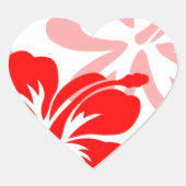 Schattierungen des roten Hibiskus Herz-Aufkleber (Vorderseite)