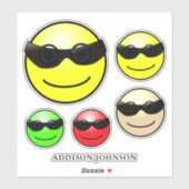 Schattierungen Emoji farbige Gesichter tragen den Aufkleber (Blatt)