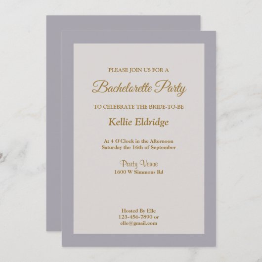 Schattierungen für grauen Junggeselinnen-Abschied Einladung (Vorne/Hinten)