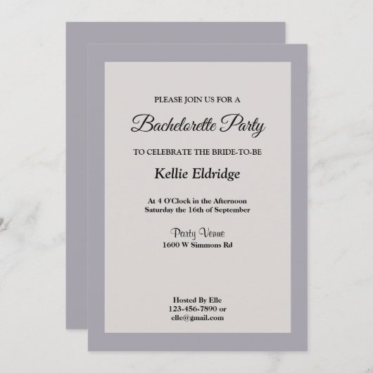 Schattierungen für grauen Junggeselinnen-Abschied Einladung (Vorne/Hinten)