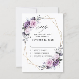 Schattierungen Lila Blooms Geometrische Hochzeiten RSVP Karte