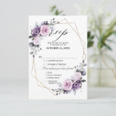 Schattierungen Lila Blooms Geometrische Hochzeiten RSVP Karte (Stehend Vorderseite)