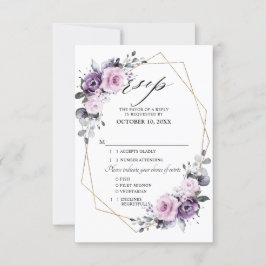 Schattierungen Lila Blooms Geometrische Hochzeiten RSVP Karte