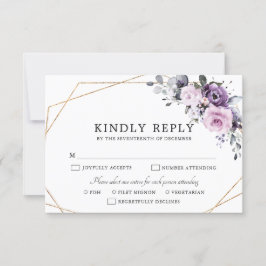 Schattierungen Lila Blooms Geometrische Hochzeitss RSVP Karte