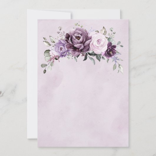 Schattierungen Lila Blüten Blumenmuster Brautparty Einladung (Rückseite)