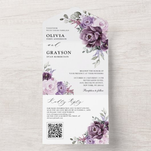 Schattierungen Lila blutiger blutiger Hochzeiten All In One Einladung (Innen Boden)