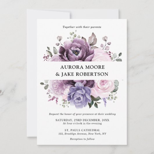 Schattierungen Lila blutiger blutiger Hochzeiten Einladung (Vorderseite)