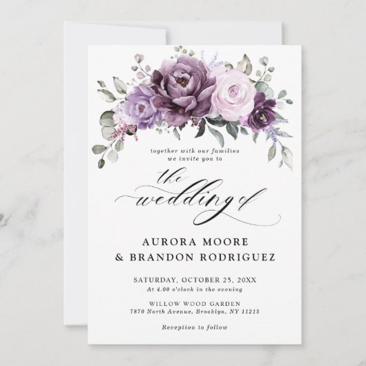 Schattierungen Lila blutiger blutiger Hochzeiten Einladung (Vorderseite)