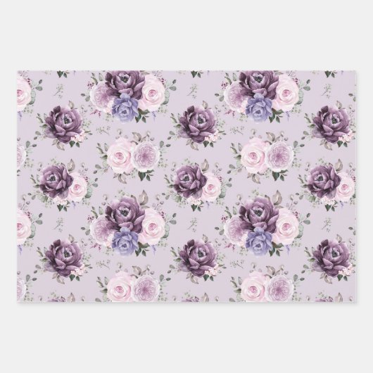 Schattierungen Lila blutiger blutiger Hochzeiten Geschenkpapier Set (Vorderseite 2)