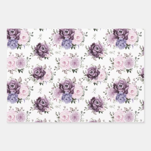 Schattierungen Lila blutiger blutiger Hochzeiten Geschenkpapier Set (Vorderseite)