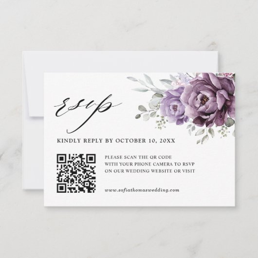 Schattierungen Lila blutiger blutiger Hochzeiten RSVP Karte (Vorderseite)