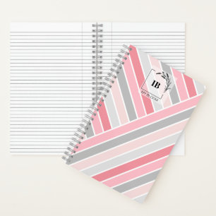 Schattierungen Rosa Gestreiftes Monogramm Notizblock