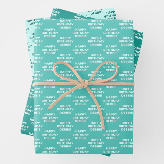 Schattierungen von Aquamarinen Umschlagpapier Geschenkpapier Set (Beispiel)