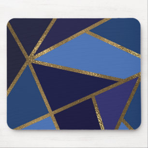 Schattierungen von Blau und Gold Bronze Geometrisc Mousepad