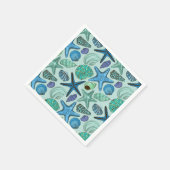 Schattierungen von blauen Muscheln und Sternengefl Serviette (Ecke)