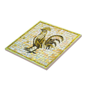 Schattierungen von Gelb, Weiß und Schwarz Mosaik-H Fliese
