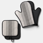 Schattierungen von grauem Schwarz-weißem Schachbre Ofenhandschuh & Topflappen-Set (Vorderseite/Rückseite)