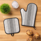 Schattierungen von grauem Schwarz-weißem Schachbre Ofenhandschuh & Topflappen-Set (Oben Unten)