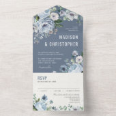 Schattierungen von Gray Dusty Blue Winter Rustikal All In One Einladung (Innen Boden)