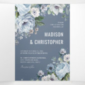 Schattierungen von Gray Dusty Blue Winter Rustikal Dreifach Gefaltete Ankündigung (Innenseite Mitte)