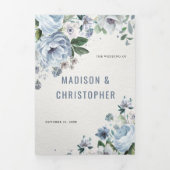 Schattierungen von Gray Dusty Blue Winter Rustikal Dreifach Gefaltete Ankündigung (Cover)