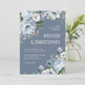 Schattierungen von Gray Dusty Blue Winter Rustikal Einladung (Stehend Vorderseite)