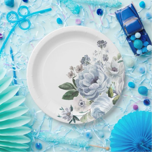 Schattierungen von Gray Dusty Blue Winter Rustikal Pappteller (Party)