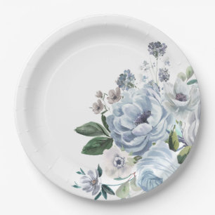 Schattierungen von Gray Dusty Blue Winter Rustikal Pappteller