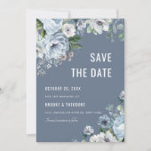 Schattierungen von Gray Dusty Blue Winter Rustikal Save The Date (Vorderseite)